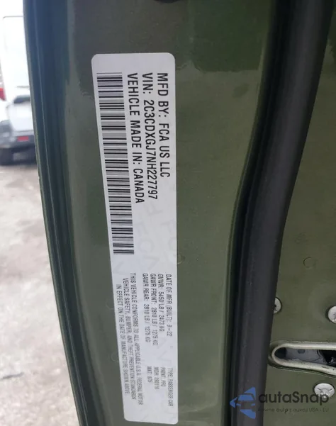 2022 Dodge Charger Scat Pack z USA, uszkodzony, nr VIN 2C3CDXGJ7NH227797